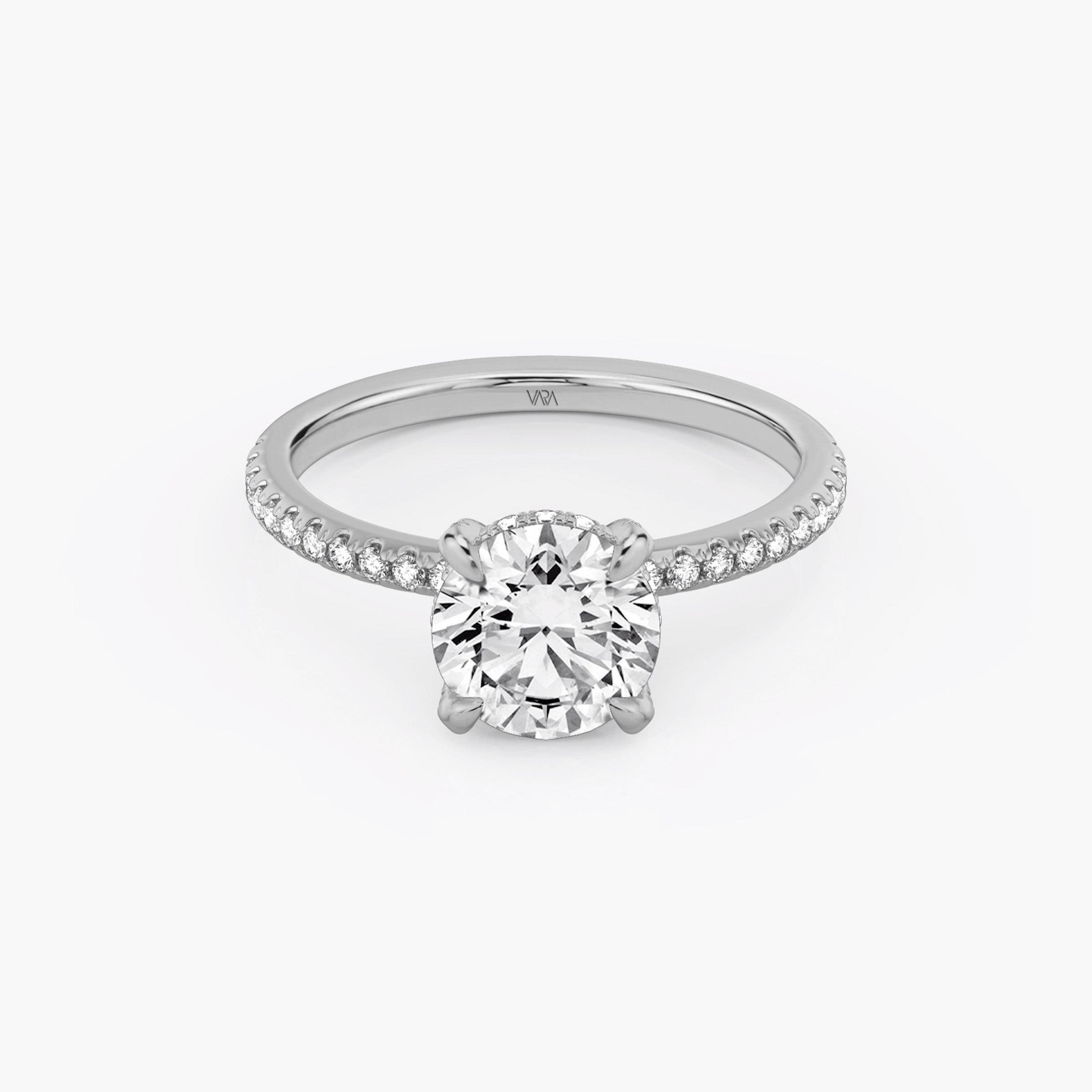 Under Halo Round Engagement Ring in 18k Gold (TCW: 2.2)