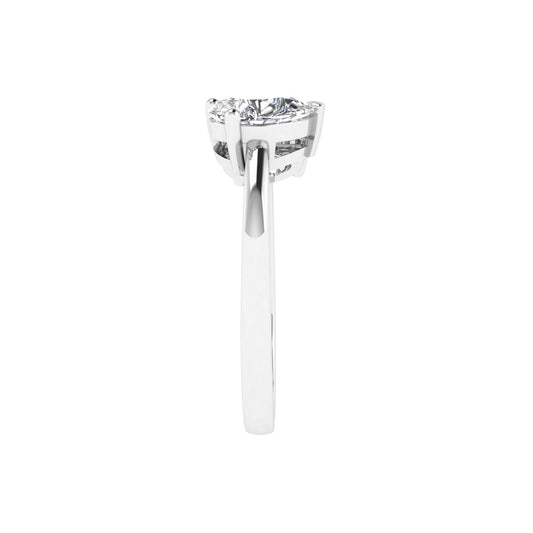 Double Stone Round & Pear Ring in 18k White Gold (TCW: 1.5)