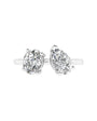 Double Stone Round & Pear Ring in 14k White Gold (TCW: 1.5)