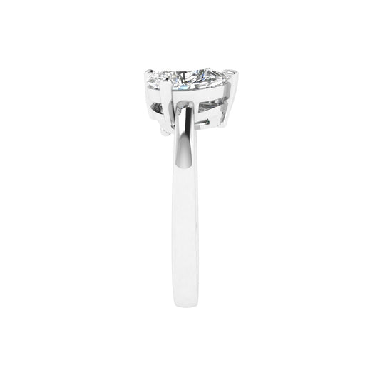 Double Stone Emerald & Pear Ring in 18k White Gold (TCW: 1.5)